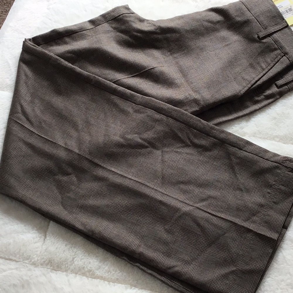 Barbour Women’s Brown & Blue Tan Check Wide Leg Wool Trousers 6 Long NWT